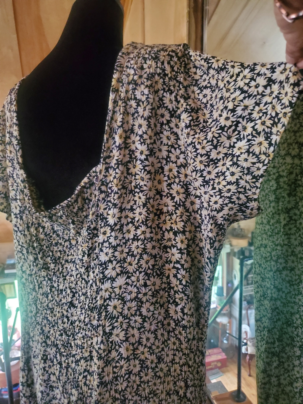 Vintage 90s Daisy Print Jumpsuit Wide Leg Palazzo Button Front Romper Navy - Picture 5 of 11